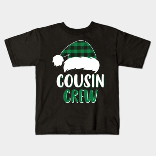 Cousin Crew Green Plaid Santa Hat Family Matching Christmas Pajama Kids T-Shirt